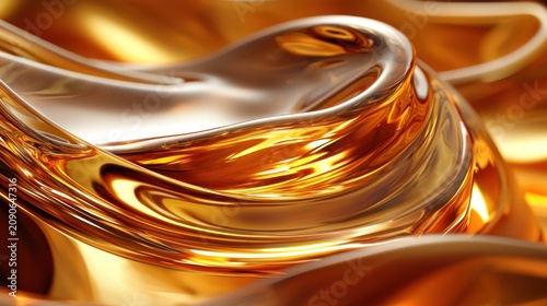 Gleaming gold liquid with smooth, swirling, and glossy texture details