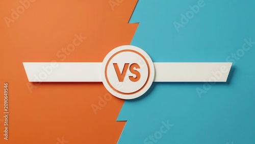 Versus symbol with orange and blue background, representing competition