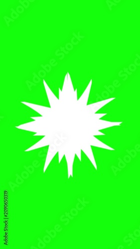 abstract white star beating animated on green screen background, vertical video.