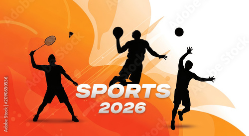 Dynamic Sports Banner with Athlete Silhouettes in Action