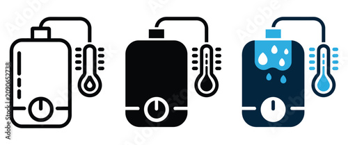 Hot water heater sign, modern illustration for water heating systems, plumbing services, residential equipment, energy management, and utility design.