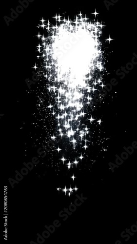 White sparkling light burst on black background.