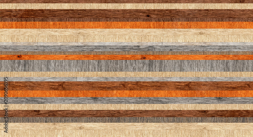 Seamless High Resolution Texture of Multi Colored Hardwood Flooring Planks in Horizontal Stripes Pattern