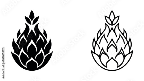 Bild auf Leinwand Black and white artichoke flower icons in different styles isolated on white bac