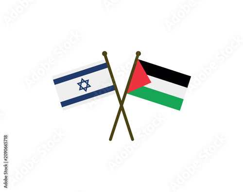 Crossed Israel and Palestine Flags for Peace