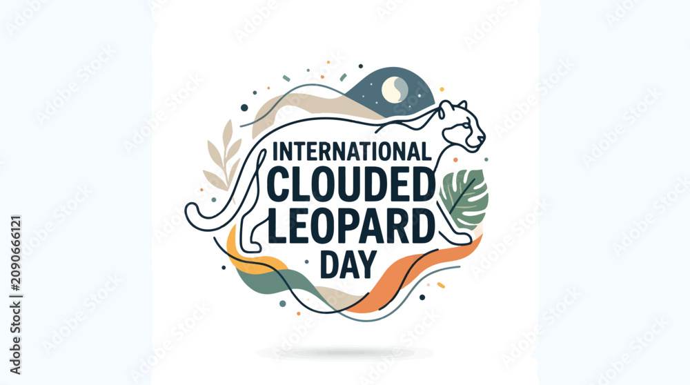 Naklejka premium Clouded Leopard Day Illustration for Wildlife Conservation Awareness