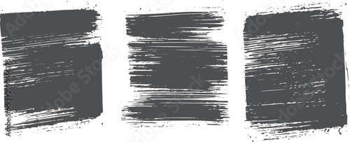 Three black square grunge brush strokes