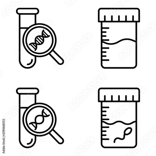 Medical test tubes with dna and sample icons in a lab style
