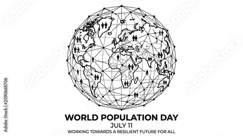 Tableau sur toile World Population Day vector illustration, global network earth with people icons