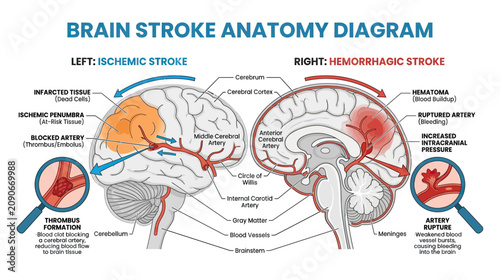 Brain Stroke Anatomy Diagram: Ischemic vs Hemorrhagic Stroke Explained
