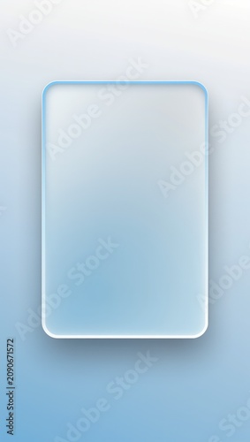 Minimalist frosted glass card mockup on light blue gradient background