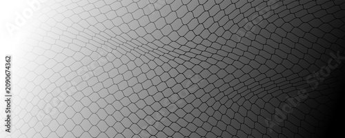 Принти на полотні Abstract monochrome gradient background with 3d distorted wavy mesh grid wirefra