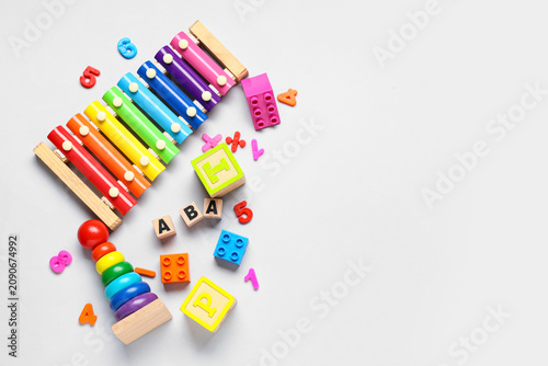 Colorful wooden xylophone a...