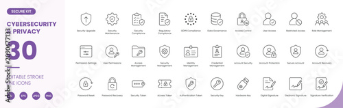 Tableau sur toile cybersecurity privacy icon line style access management editable stroke vector s