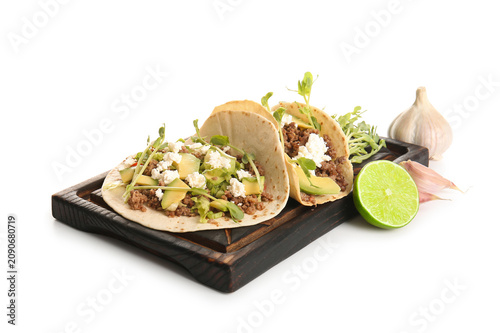 Wooden tray with tasty fres...