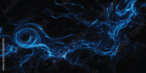 Slika na platnu Abstract blue liquid light flows in darkness with abstract background electric m