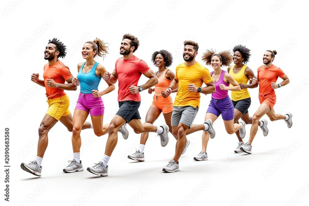 Obraz premium gruppo di sportivi che corrono 01