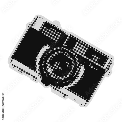 Retro halftone collage camera sticker