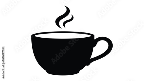 Foto Coffee mug silhouette with rising steam suggests a warm morning drink