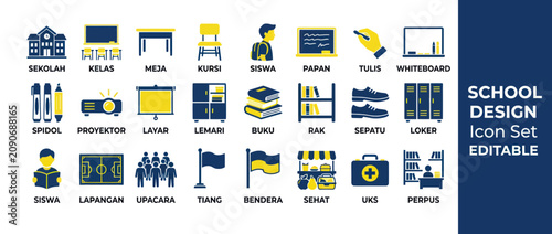 School Icon Set: Education, Learning, and Student Life Symbols