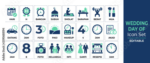 Wedding Day Icon Set: Timeline, Ceremony, and Celebration Elements