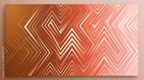 Luxury metallic copper and rose gold geometric pattern background with abstract chevron diamond shapes