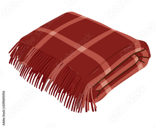 Cozy Plaid Blanket Clipart, Folded Throw Blanket Vector Illustration for Home Decor