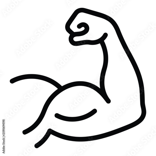 Flexing muscular arm showing strength with curled bicep