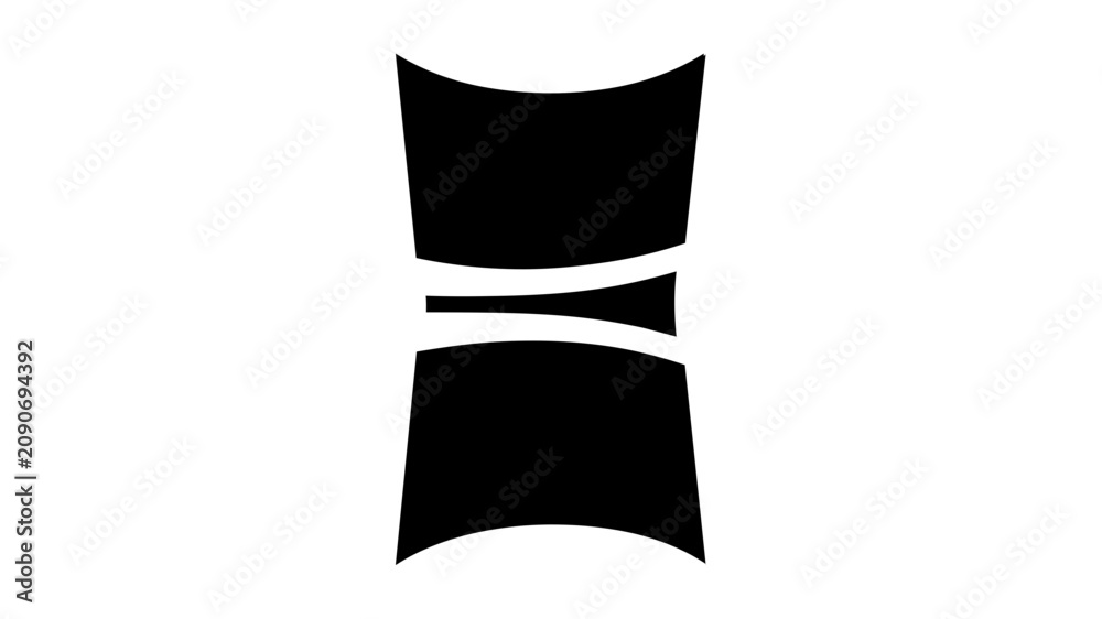 Fototapeta premium Minimalist solid black and white vector icon illustration of an ankle brace with negative space detailing, part of a soccer gear and apparel sports equipment icon set for modern design use.