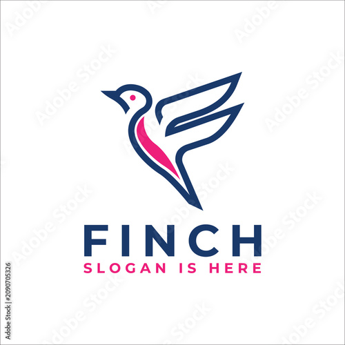 Graceful Finch Bird Abstract Line Logo Identity