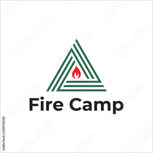 Triangle Fire Camp Logo Minimal Outdoor Adventure Brand