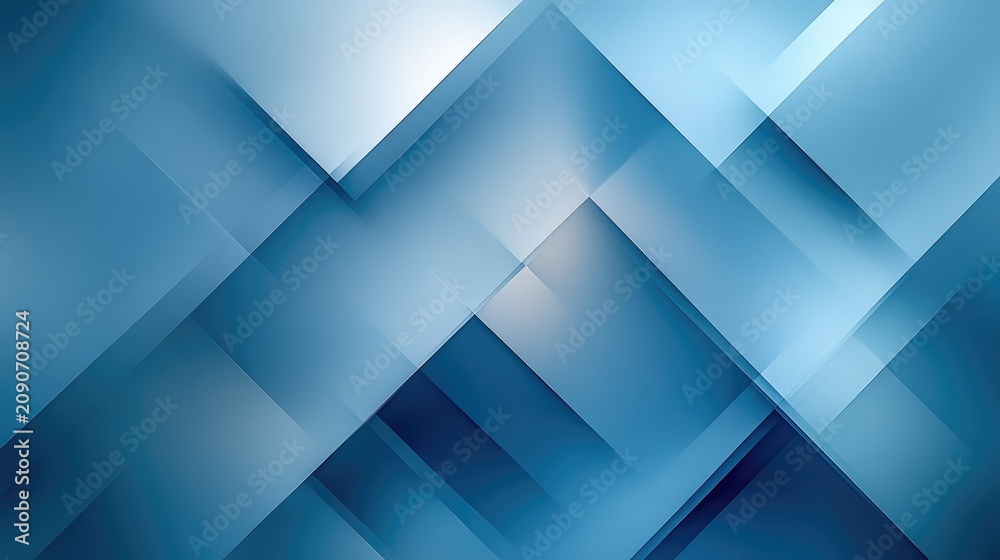 Obraz premium Modern geometric background with 3D layered rectangular blocks in varying shades of blue, architectural texture design featuring overlapping square elements with dramatic shadows and depth, profession