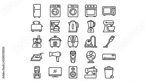 Foto Kitchen Appliance Line Icons Set