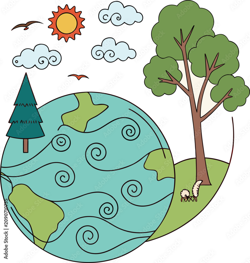 Fototapeta premium tree and globe