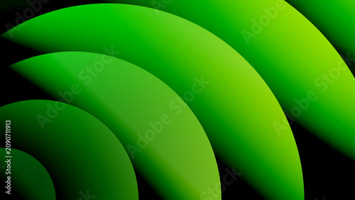 Quadro su tela Abstract Green Wave Background with Flowing Curves Light Texture and Modern Vect