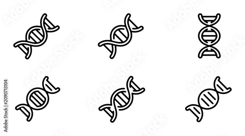 Schilderij op canvas DNA Helix Icons Set, Genetic Science Symbols, Molecular Biology Research Graphic