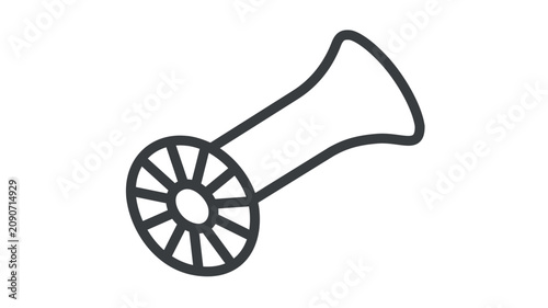 Minimalist line art vector icon of a fan horn combining megaphone and propeller design. Scalable illustration perfect for celebration, sports, and festive cheering event graphics.