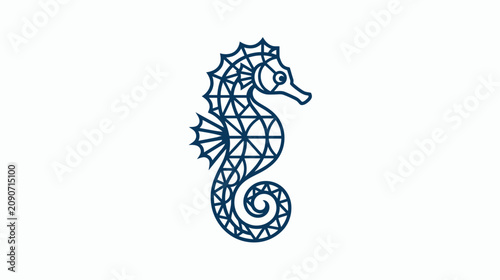 Cuadro en lienzo Geometric seahorse line art icon with mosaic pattern