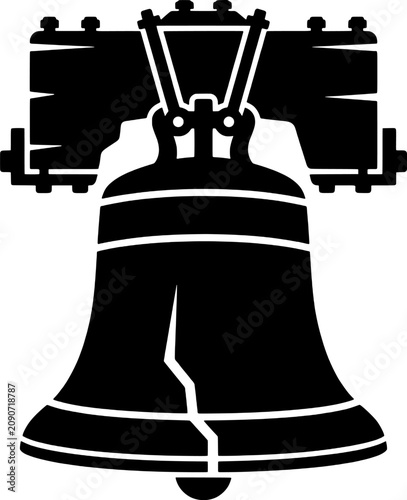 Black silhouette of liberty bell icon