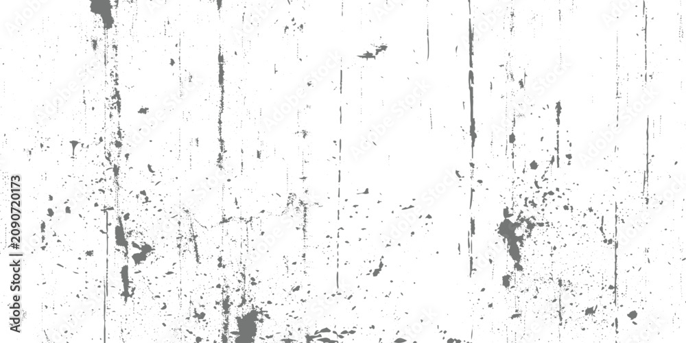 Fototapeta premium White distressed grunge wall texture with black paint drips, scratched surface, weathered stains, minimalist monochrome, vintage industrial background design vector.