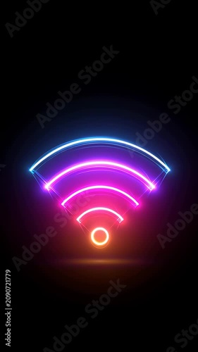 Glowing Neon Wi-Fi Icon Loop with Color Changing Animation