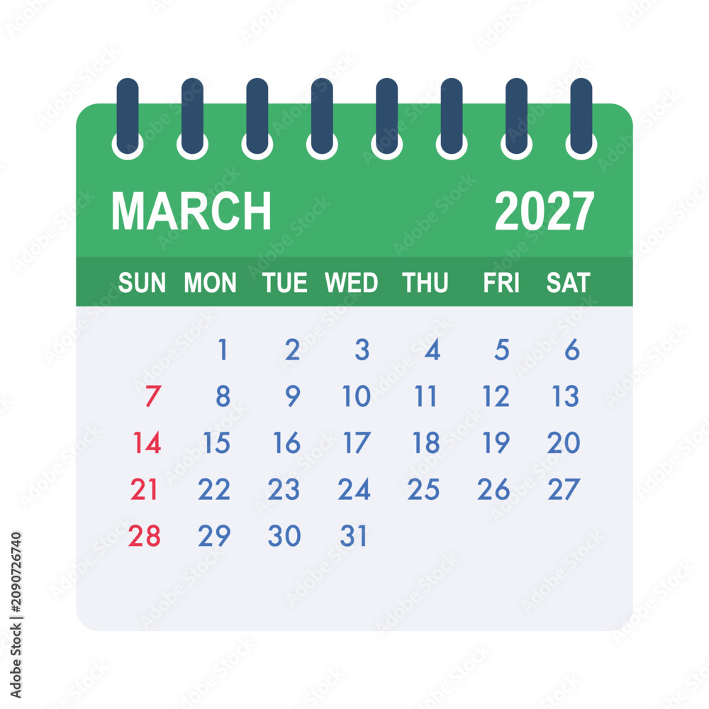 Fototapeta premium March 2027 calendar organizing schedule and monthly planning