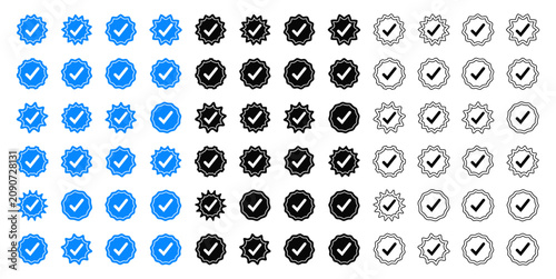 Collection of verified check mark badge icons