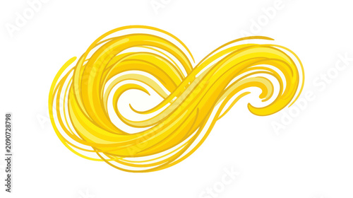 Schilderij op canvas Swirling golden hair locks with flowing waves and curved lines