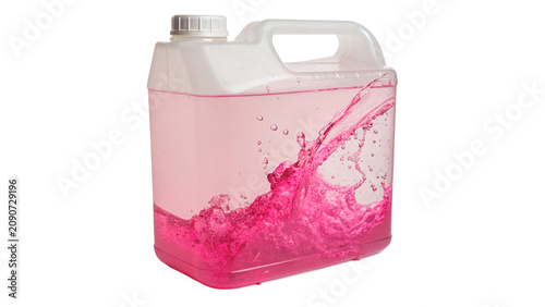 Photos Pink industrial plastic liquid container canister mockup isolated on a transpare