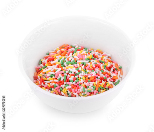 rainbow mix cake decors isolated on white.