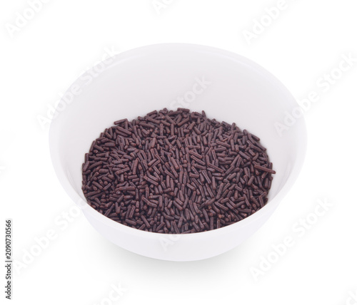 Chocolate flakes isolated on white.