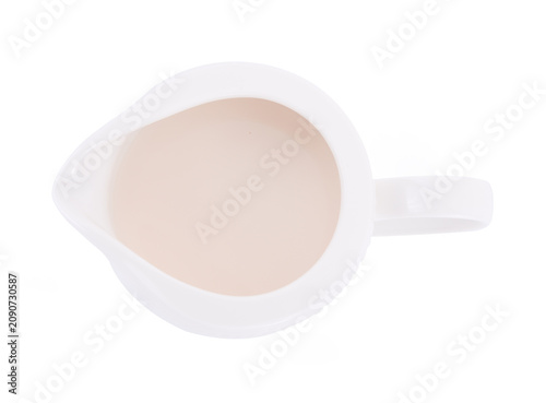Milk jar on white background.
