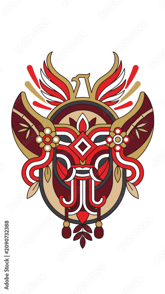 Fototapeta premium Traditional Indonesian mask representing cultural heritage with vibrant designs