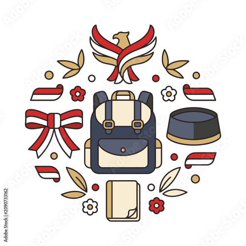 Backpack and accessories for Indonesia Independence Day celebration
